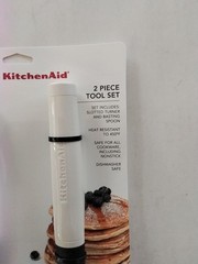 Kitchen Aid 2 Piece Tool Set (Slotted Turner / Basting Spoon) Almond Cream