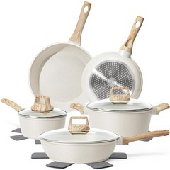 SODAY 12 Pcs Pots and Pans Set Non Stick, Cookware Sets 12 Pieces, White