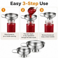 2-Piece Stainless Steel Canning Funnel Set for Mason Jars – Wide Mouth Funnel