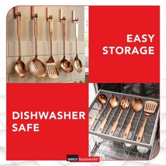 Amco 5-Piece Stainless Steel Cooking Utensil Set, Copper