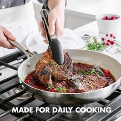 Cooking Utensil Set 5 Piece Silicone Nonstick Tongs Turner Spatula Skimmer Spoon