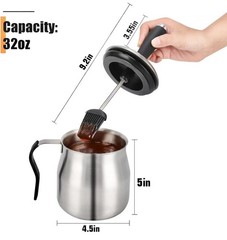 32oz Basting Pot with Basting Brush Set Stainless Steel ( Red Or Black Random )