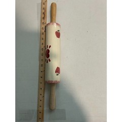 Loomco China Glazed Ceramic Rolling PinHearts And Apples