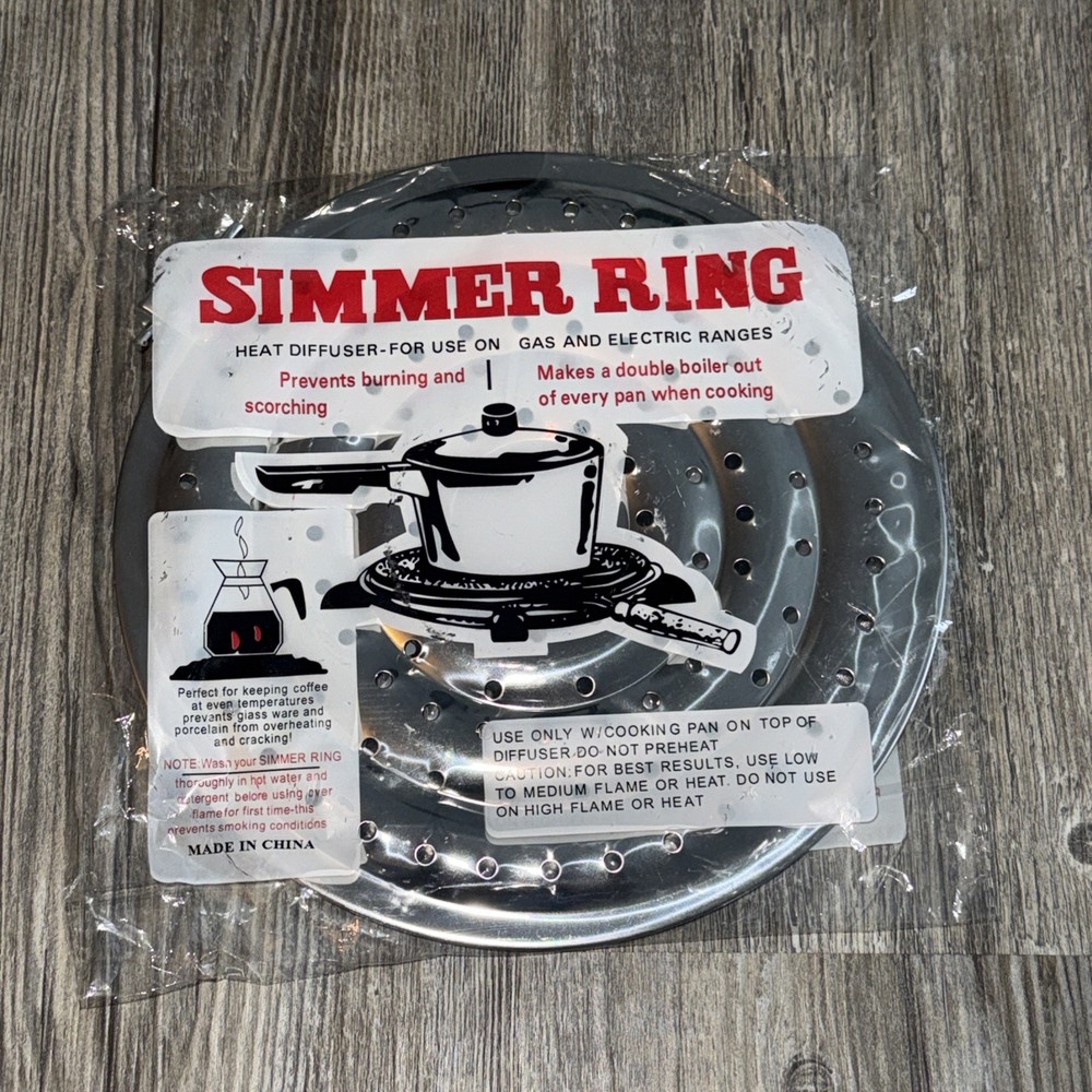Stove Top Metal Simmer Ring 8 Inch Heat Diffuser For Gas And Electric Ranges NIB