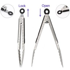 304 Stainless Steel Kitchen Cooking Tongs, 9″ And 12″ Set Of 2 Sturdy Grilling