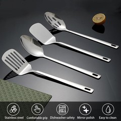 Elegant Stainless Steel 4-Piece Cooking Utensils Set – Dishwasher Safe Design