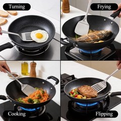 2PCS Metal Spatula Set – Stainless Steel Spatula Solid & Slotted Turner