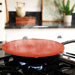 Splatter Screen for Frying Pan, Grease Guard, Heat-Resistant Red