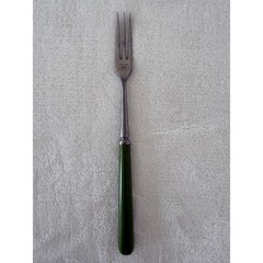 Vintage Unbranded MCM Granny Meat Fork Long Green Handle Stainless Steel Japan
