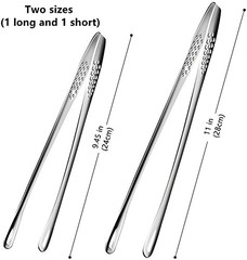 2× Stainless Steel Grill Tongs Cooking BBQ Steak Clamp Pastry Kitchen Tweezers