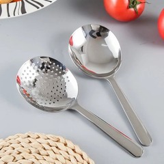 1Pc Big Head Stainless Steel Round Spoon Large Size Dining Spoon Rice Servin