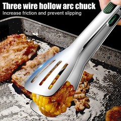 7/9/11.2 IN Stainless Steel Food Clip BBQ Grill Steak Food Clamp Clips Silicone