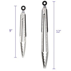 304 Stainless Steel Kitchen Cooking Tongs, 9″ And 12″ Set Of 2 Sturdy Grilling