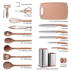 18-Piece Silicone Utensil Set & Knife Set | Dishwasher-Safe Kitchen Tools, Organ