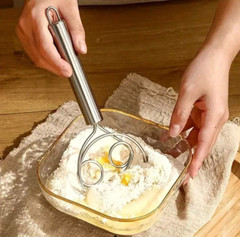 1 pc Stainless Steel Danish Dough Mixer Handheld Bread Whisk for Baking, Cooking