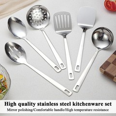 6-Piece Heavy Duty Stainless Steel Kitchen Utensils Set Cooking Tools Spatulas