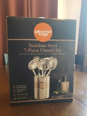 Gourmet Edge 7-Piece Stainless Steel Utensil Set w/ Holder, Dishwasher Safe