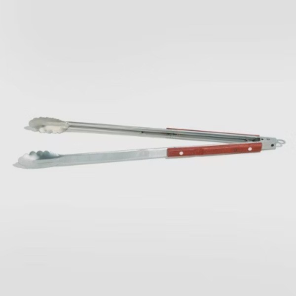 22″ Stainless Steel Extra Long Rosewood Tongs Silver