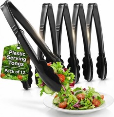 Heavy-Duty Plastic Tongs – 12pcs 9″ for Weddings and Catered Events