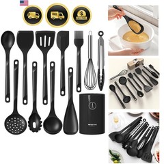 Silicone Cooking Utensils Set – 600°F Heat Resistant, Nonstick Kitchen Utensi…