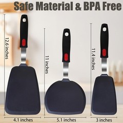 3-Pack Large Silicone Spatula Turners for Nonstick Cookware | 600°F heat resi…
