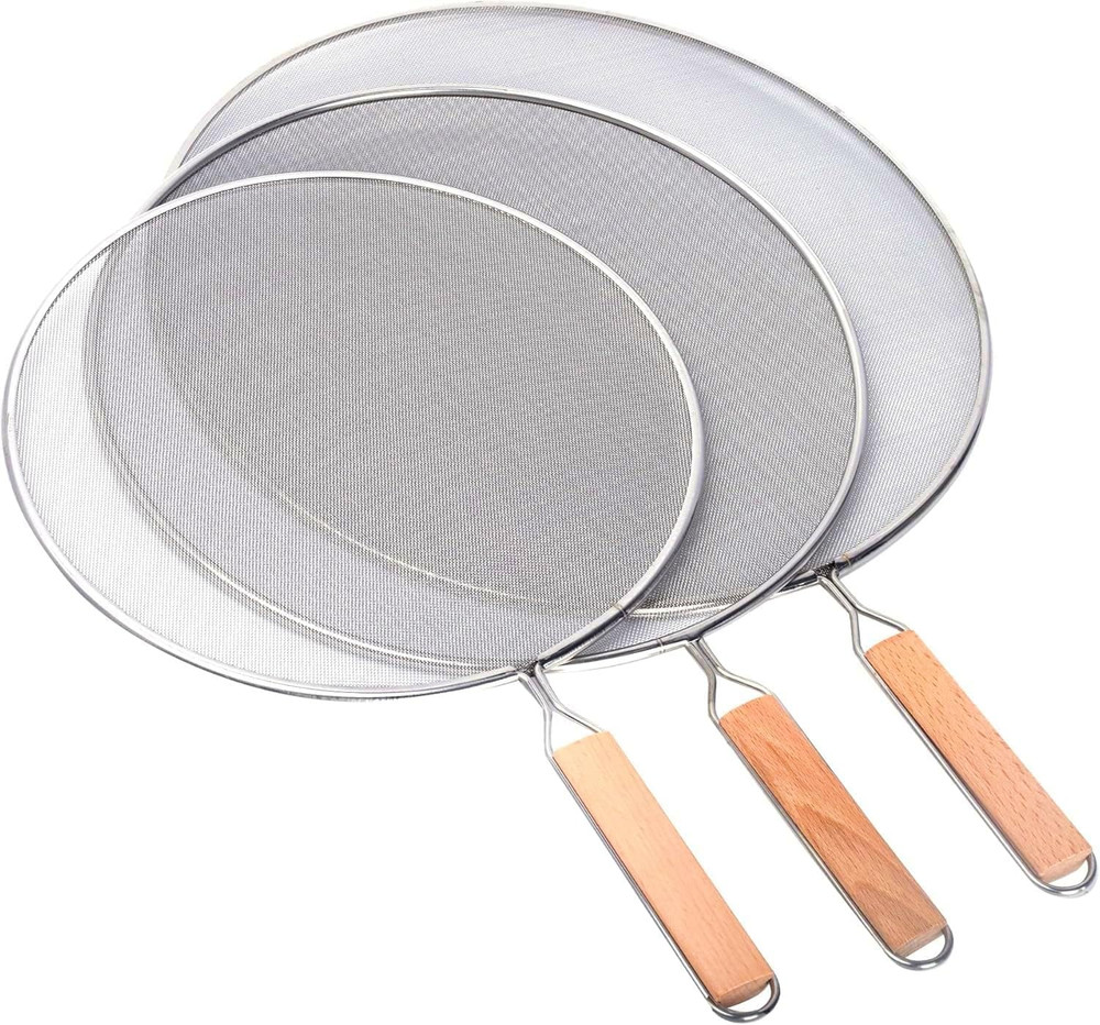 3 Pieces Grease Splatter Screen for Frying Pan, Splatter Guard Mesh Stainless St