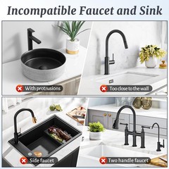 24 inch Faucet Mat for Kitchen Sink Splash Guard, 7° Slope Silicone Sink Wate…