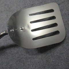 Unbranded Stainless Steel Slotted Spatula Turner Wood Handle Short USA 11″
