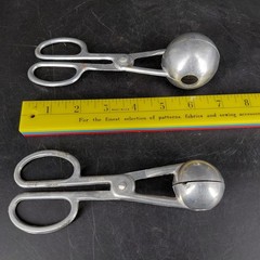 Aluminum Meatball Dumpling Baller Tongs Set 2 Silver Scissor Kitchen Utensil