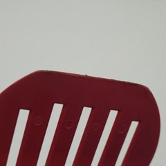 Vintage Robinson Stainless USA Red Slotted Spatula Turner White Plastic Handle