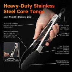 3 Packs Non Stick Kitchen Tongs with Silicone Tip for Cooking BBQ Baking 9″