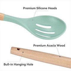 5P Kitchen Utensils Set Silicone Cooking Tools Wooden Handle Non-Stick Cookware