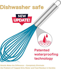 Silicone Whisk Set of 4 Nonstick Heat Resistant 480°F Kitchen Cooking Tools
