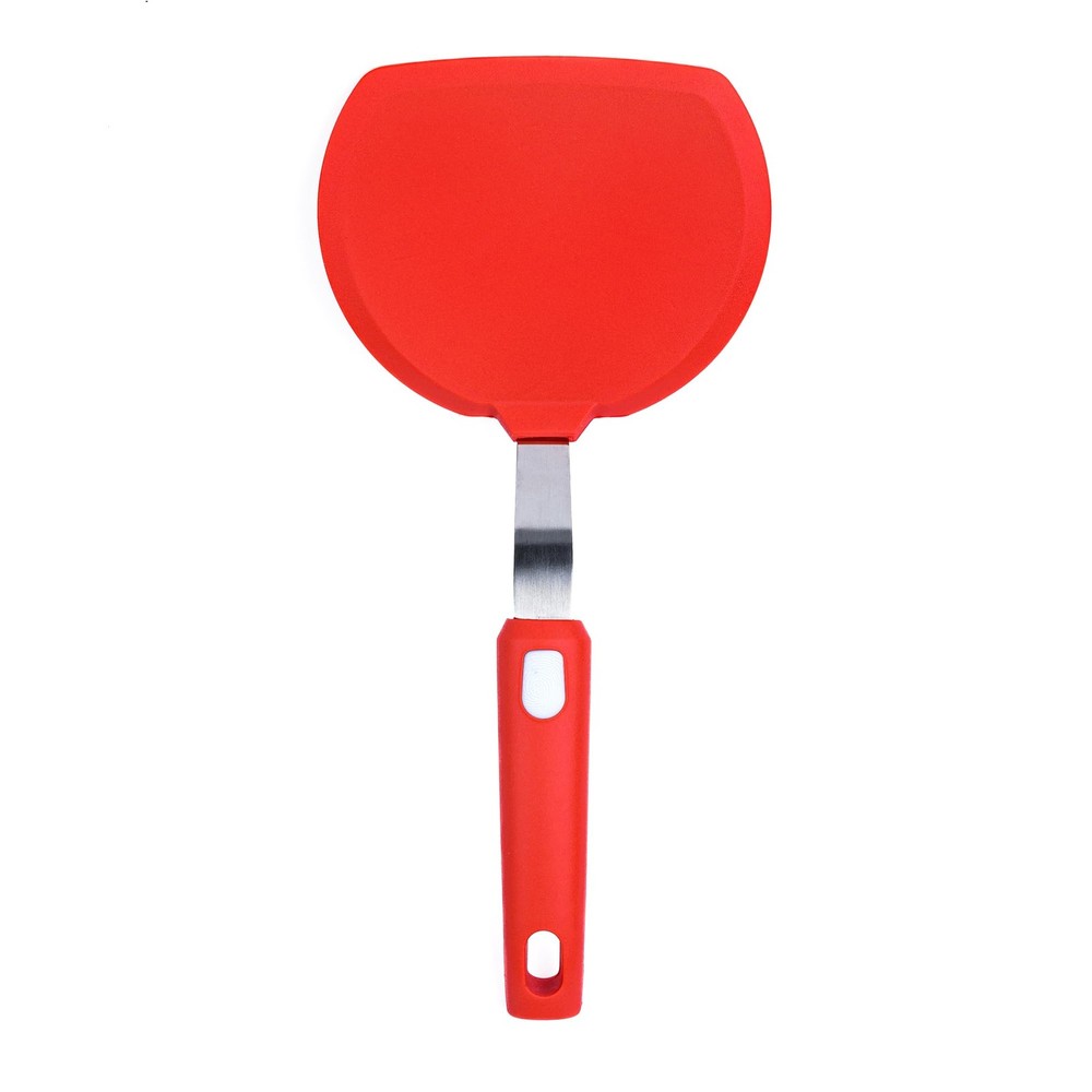Silicone Pancake Spatula | Wide Beveled Edge Flipper With Stainless Steel Curved