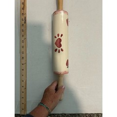 Loomco China Glazed Ceramic Rolling PinHearts And Apples