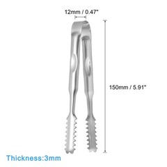 3pcs Serving Tongs 6 Inch Stainless Steel Ice Tongs Tiny Tongs Silver