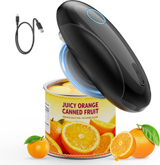 Electric Can Opener, Fast One-Touch Automatic Rechargeable Opener Black