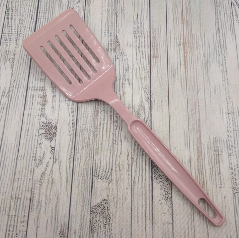 Vintage Ekco Pink Nylon Slotted Short Small Spatula Lightweight Plastic USA