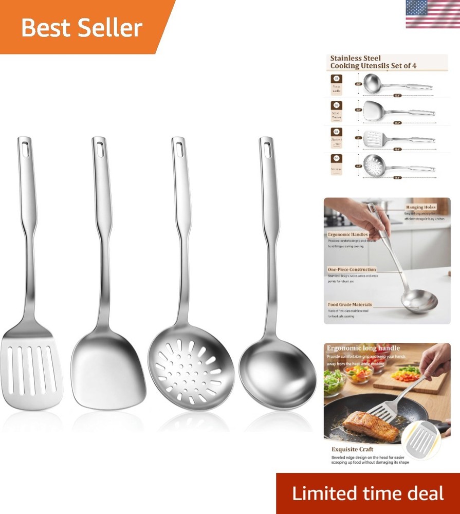 Stainless Steel Cooking Utensils Set, 4 Pieces Kitchen Utensils Set, Heat Res…