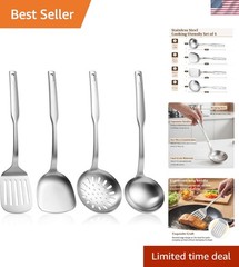 Stainless Steel Cooking Utensils Set, 4 Pieces Kitchen Utensils Set, Heat Res…