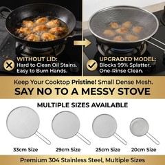 4Piece Stainless Steel Splatter Guard Set 13″,11.5″, 10″,8″ Splatter Screen f…