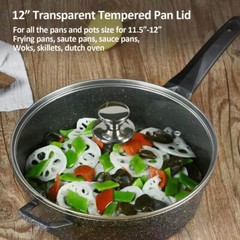 11″ Stainless Glass Lid for Frying Pan Skillets Tempered Replacement Cover