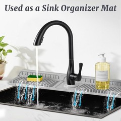 24 inch Faucet Mat for Kitchen Sink Splash Guard, 7° Slope Silicone Sink Wate…