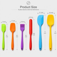 LeviLevo 6-Piece Silicone Spatula Set Heat Resistant Dishwasher Safe