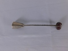 Twisted Handle Cooking Spoon Red Stone Accent Silver Metal Rustic Kitchen Decor