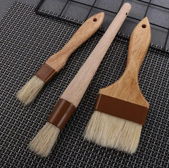 1 pc Wooden Handle Pastry Brush Flat Bristle Baking BBQ Oil Cooking Brush