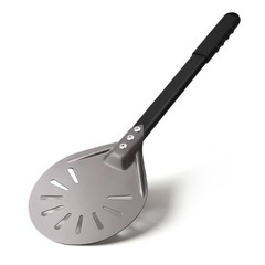 6″ Round Aluminum Perforated Pizza Peel Turner with Metal Handle – Pizza Paddle
