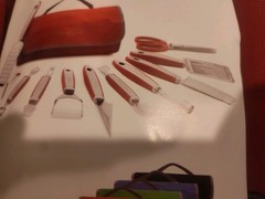 Wolfgang Puck 12-Piece Garnishing Set w/ Roll-Up Case, Gray/Red New Free Ship