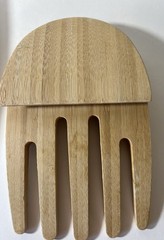 Pampered Chef Bamboo Salad Hands Set Wood Easy Clean 2-Piece Brown CHINA-10A