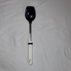 Vintage Serving Basting Spoon Black Plastic Stainless Steel 12.25” Unbranded